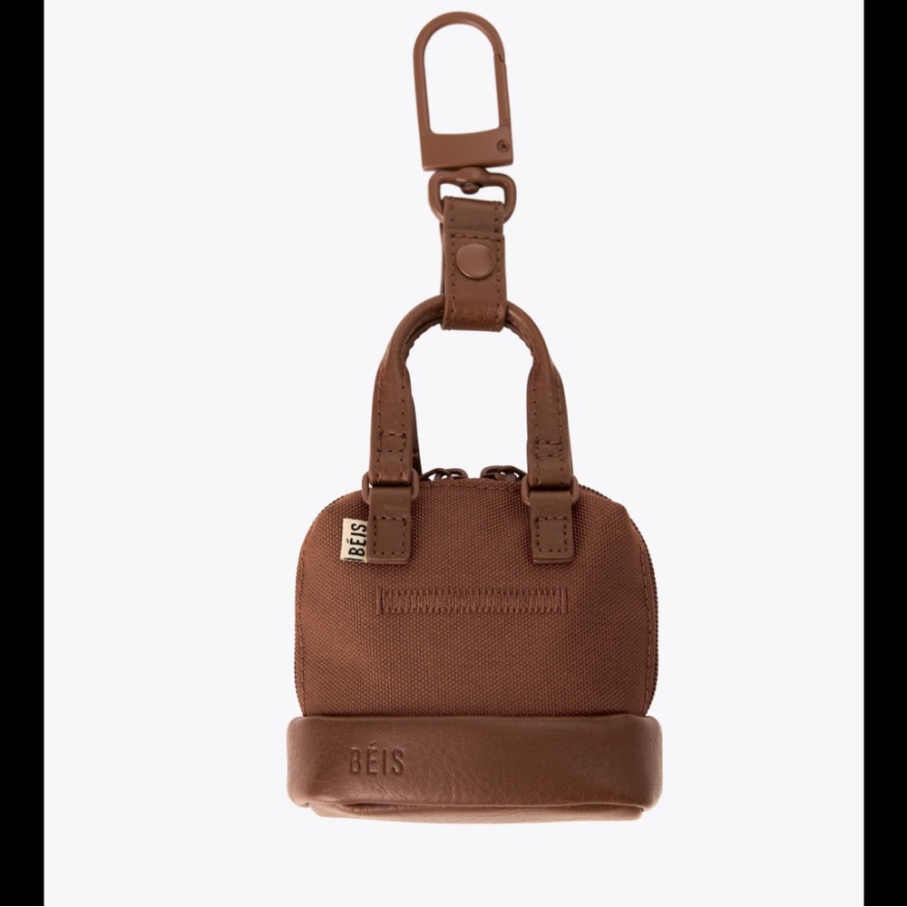 NWT BEIS Micro weekender bag charm maple